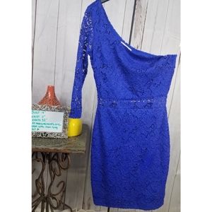 Charlotte Ruse Blue One Shoulder Party Dress sz XS